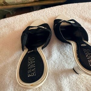 Franco Sarto Black and White Mules